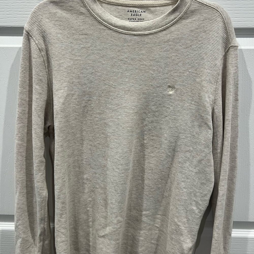 American Eagle Cream Waffle Knit Top